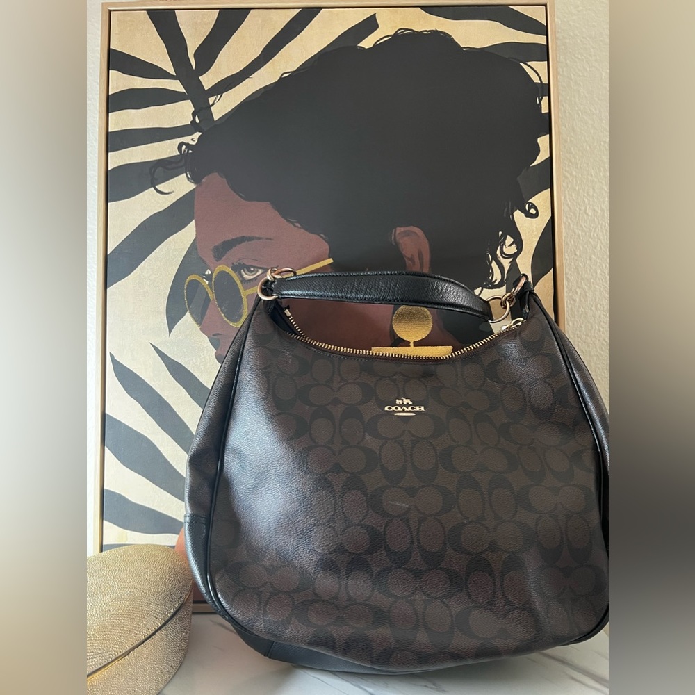 Coach Coach Pebble Leather Hallie Shoulder Bag Gem